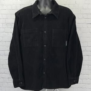 Calvin Klein Jeans Corduroy Shirt Black Button Up Long Sleeve Mens XXL 2XL